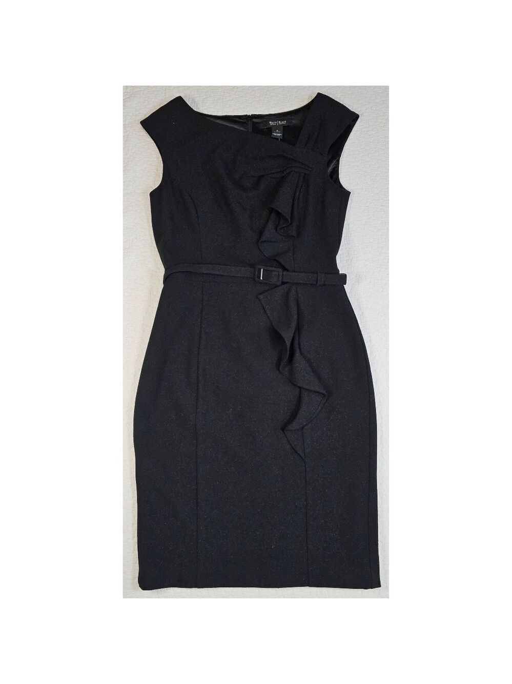 White House Black Market Sparkle Ruffled Dress With Belt